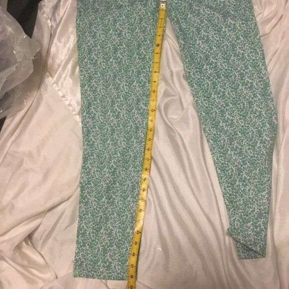 J Crew Floral Print Toothpick Stretch Floral Straight Leg Zip Green Jeans 31 - Picture 11 of 12